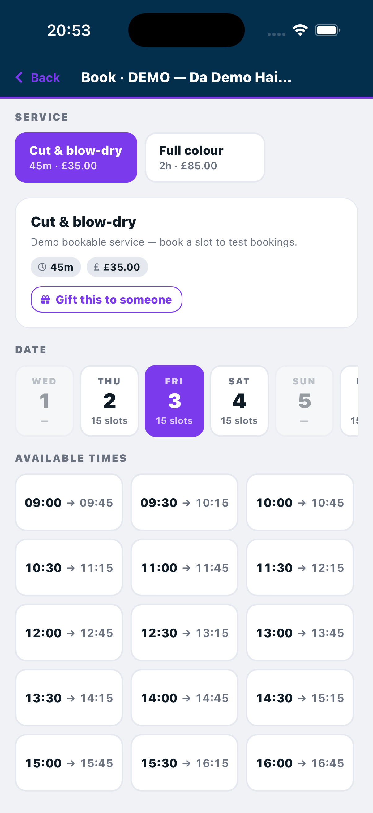 In-app bookings