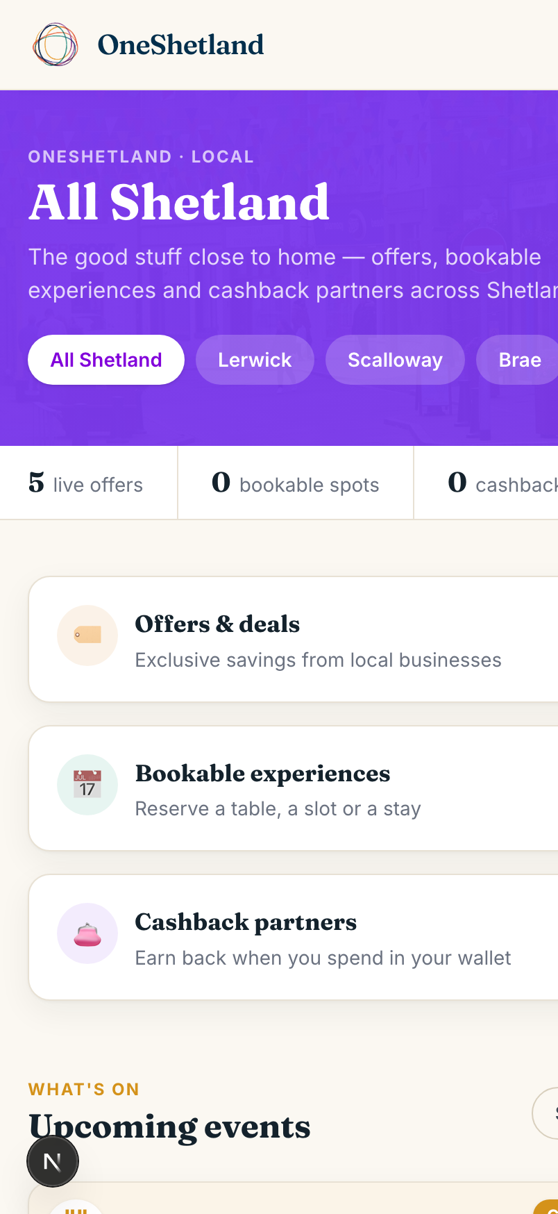 Local — offers, cashback & bookable